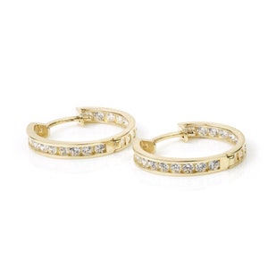 9ct Gold Crystal Channel 18mm Hoop Earring