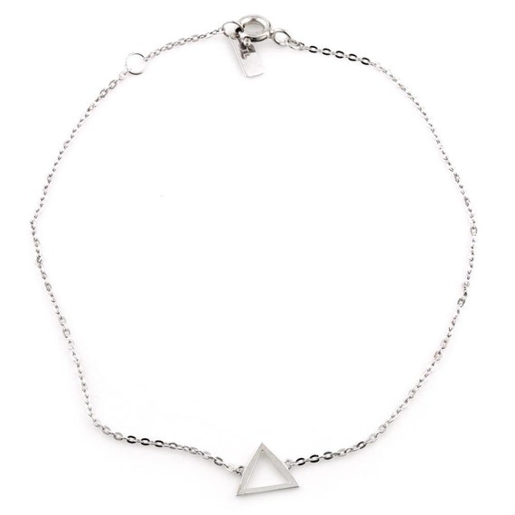 9ct White Gold Dainty Triangle Chain Bracelet - Etsy
