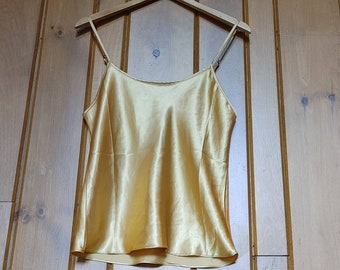 gold satin tank top