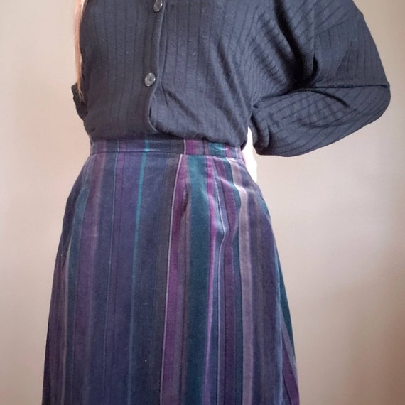 Vintage 70s Velvet Striped Maxi Skirt // Handmade… - image 5