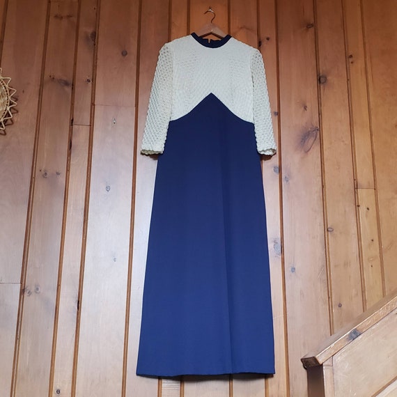 Vintage 60s Handmade Formal Gown // Blue & White … - image 9