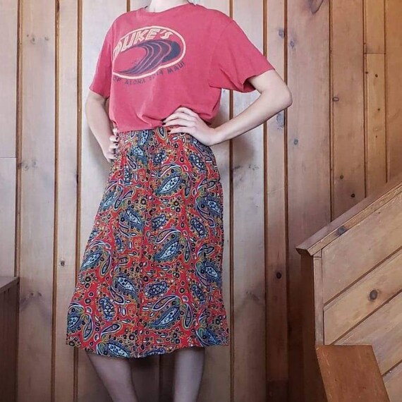 90s Paisley Skirt Chiffon Maxi Skirt Size Large