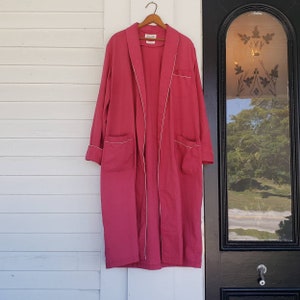 Vintage 60s Pierre Cardin House Robe // Unisex Dark Pink Lounge Robe // Vintage Bathrobe