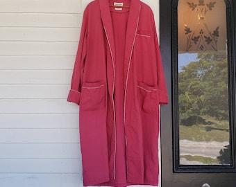 Vintage 60s Pierre Cardin House Robe // Unisex Dark Pink Lounge Robe // Vintage Bathrobe