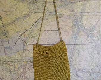 Vintage 70s Woven Straw Twine Shoulder Tote // Market Bag