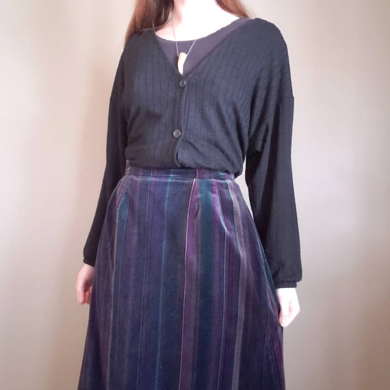 Vintage 70s Velvet Striped Maxi Skirt // Handmade… - image 4