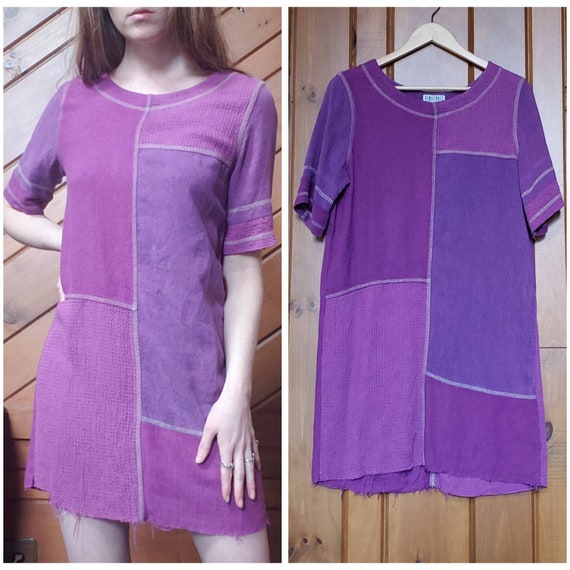 Vintage Patchwork Shift Dress // Purple Bohemian