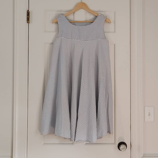 Vintage 60s Handmade Striped Trapeze Dress w Pockets // Summer Pullover Tank Dress