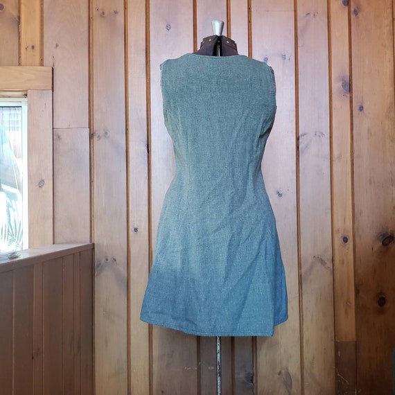 Vintage 70s Handmade Sage Green Shift Dress // Mi… - image 3