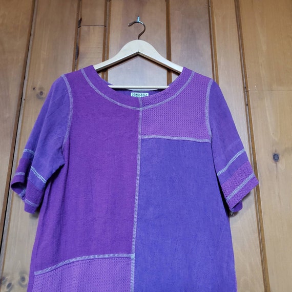 Vintage Patchwork Shift Dress // Purple Boho Beac… - image 5