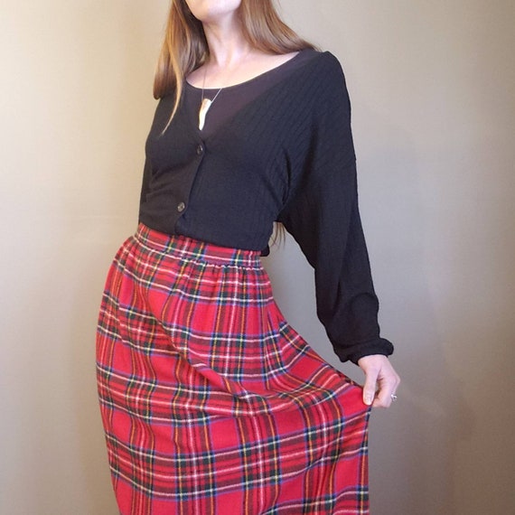 1970s plaid maxi skirt / vintage handmade / 70s floor… - Gem