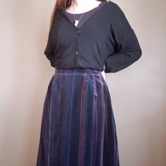 Vintage 70s Velvet Striped Maxi Skirt // Handmade… - image 1