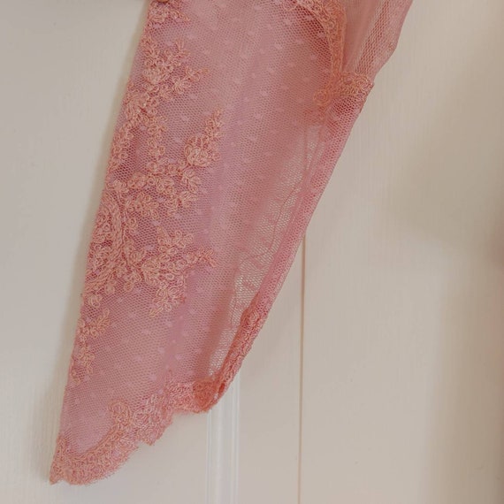 Vintage 70s Rose Blush Pink Lace Embroidered Form… - image 3