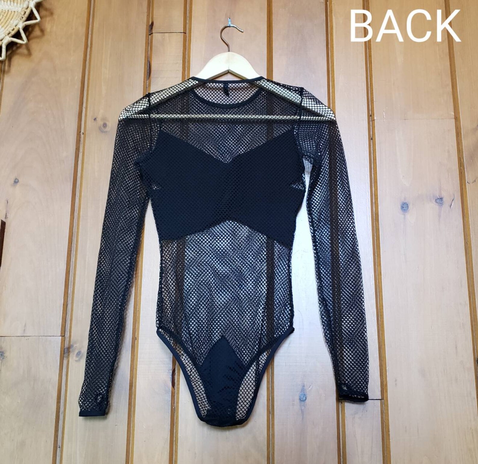 Black Mesh Long Sleeve Bodysuit // Retro Rave Fishnet Style | Etsy