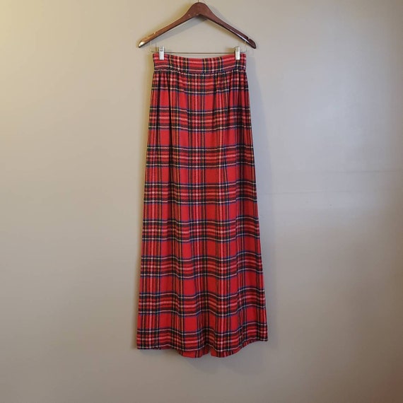1970s plaid maxi skirt / vintage handmade / 70s floor… - Gem