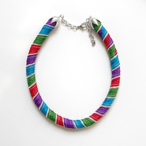 ethnic fabric necklace, african necklace, boho chic jewelry, rope necklace, african fabric necklace, colorful necklace, ethnic jewelry
