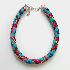 ethnic fabric necklace, african jewelry, colorful necklace, fabric jewelry, rope necklace, ethnic jewelry, african necklace, rope necklace