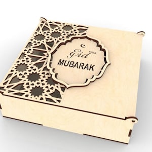 Eid Mubarak Box laserskuren fil, SVG DXF (3 mm)