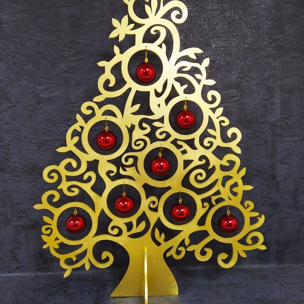 Christmas Bauble tree, New year, Christmas, lasercut file, 3D Puzzle, vector, laser cut, vector, glowforge, cdr, dxf