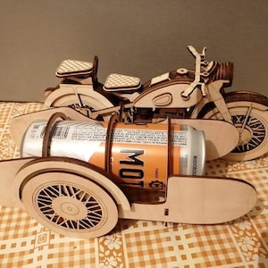 motorbike beer holder Laser Cut File, Laser Cut File, Gift, beer holder, celebration, Glowforge, lightburn SVG, DXF, 3mm Laser Cut File