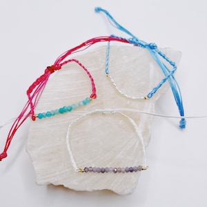 24k gold filled dainty gemstone bracelet with fishing line