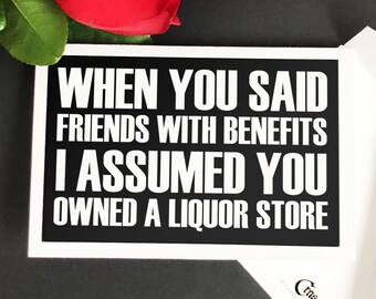 Printable Funny Card. Friends with Benefits. Adult Card, Fun Novelty Greeting Card, Romanic Love Card, Card for Boyfriend, Card for Husband