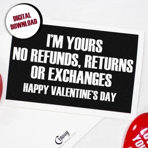Biglietto di buon San Valentino stampabile. Nessun rimborso. Carta vuota, Carte scaricabili, Carta stampabile di San Valentino, Download istantaneo, Carta romantica