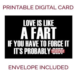Carte de rupture imprimable. L'amour est comme un pet. Carte de divorce, carte d'amitié drôle, carte juste parce que, carte d'amitié, carte d'encouragement