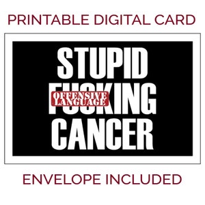 Afdrukbare beterschapskaart die u zelf kunt maken. Stomme kanker. Digitale downloadbare afdrukbare PDF-wenskaart.