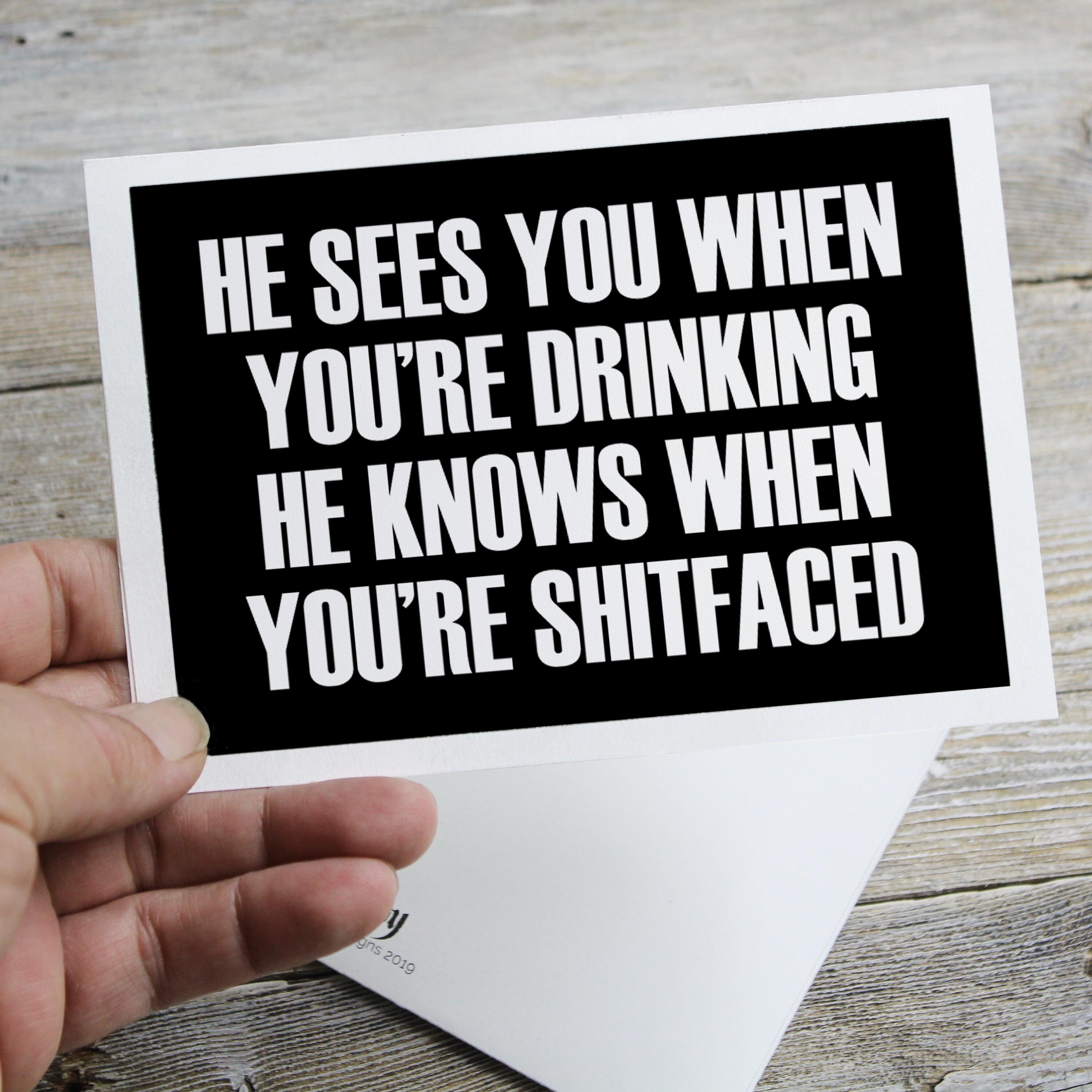 He Sees You When You’re DRINKING // 21oz Stemless Etsy