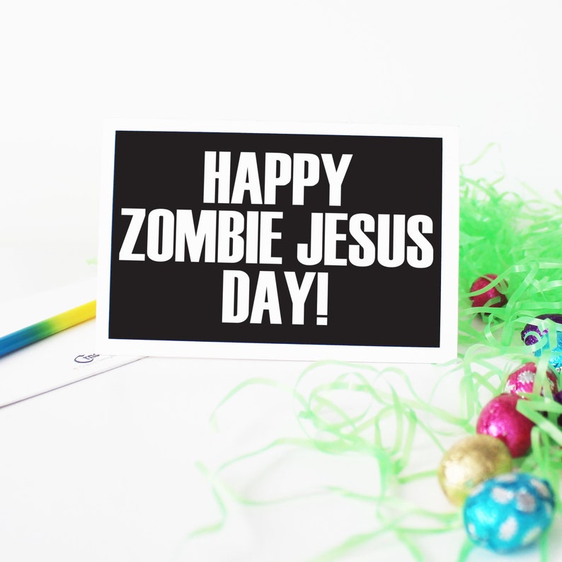 Printable Easter Card. Happy Zombie Jesus Day Happy Easter Card, Funny Card, Instant Download Greeting Card, Blank Card, Downloadable Cards image 1