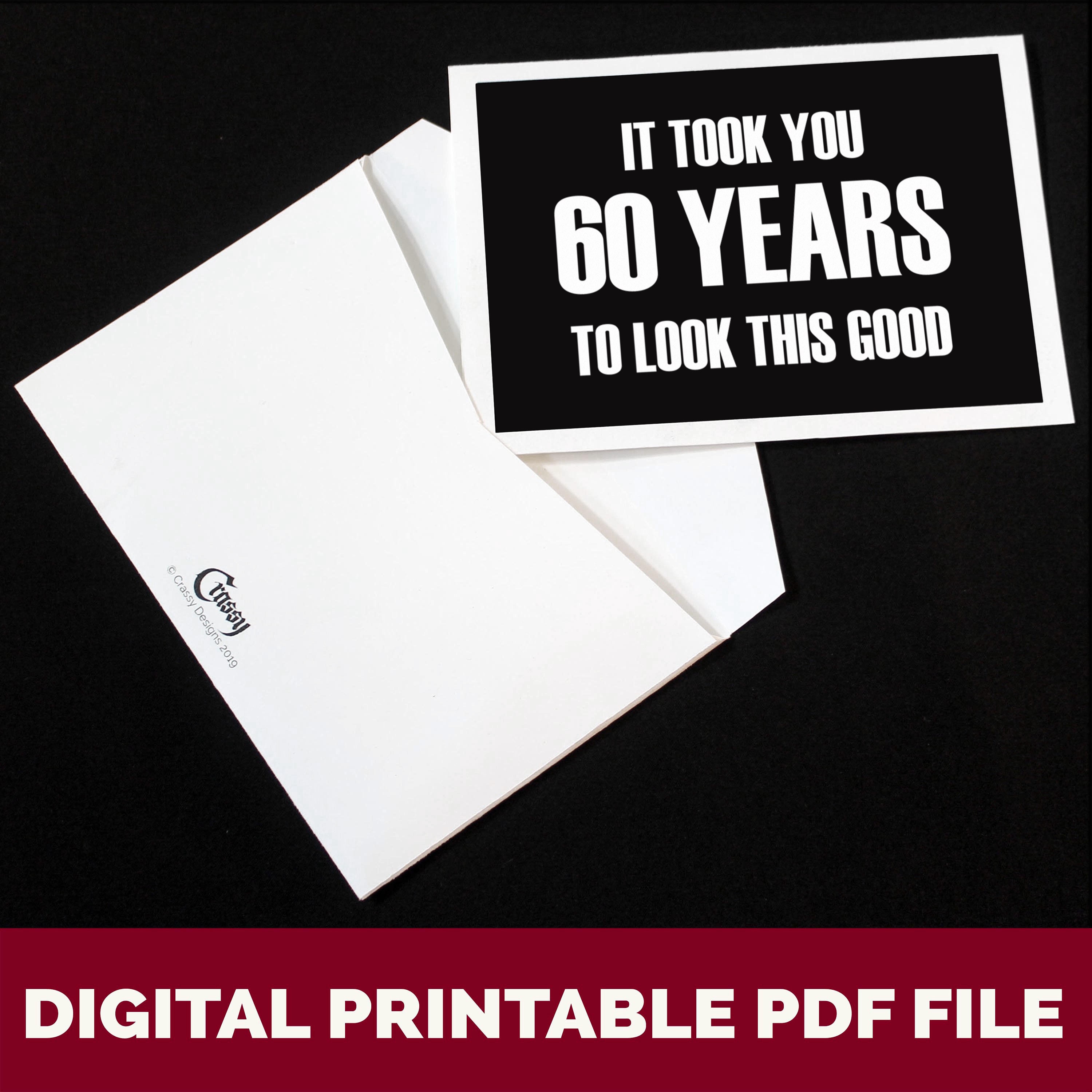 Printable Happy 60th Birthday Card, Funny Happy Birthday Card, Instant ...