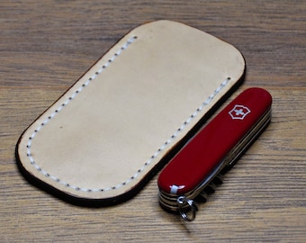 Handgemachte Leder Tasche Slip, Schweizer Armee Messer Mantel / Holster, LederHolster, Ledermantel Tasche Messerhalter, Edc Messer Fall