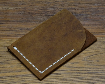 Rustikales Crazy Horse Leder Handmade Minimalist Kreditkarten Portemonnaie