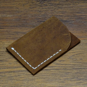 Rústico Crazy Horse Leather Handmade Minimalist Credit Card Wallet