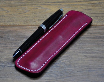 Leather Pen Case, Pen Case, Leather Pen Holder, Handmade Leather Pen Case, Pen Sleeve, Unisex Pen Case.