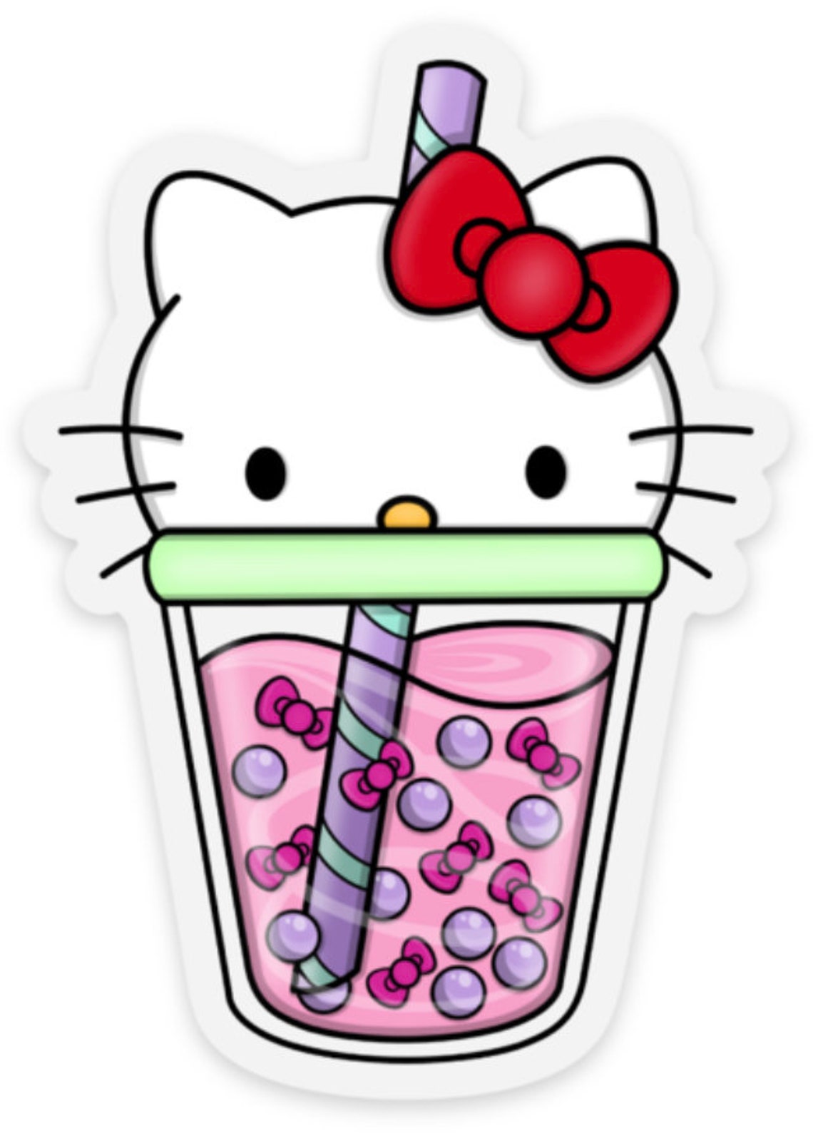 Cute Kitty Boba Custom Diecut sticker | Etsy