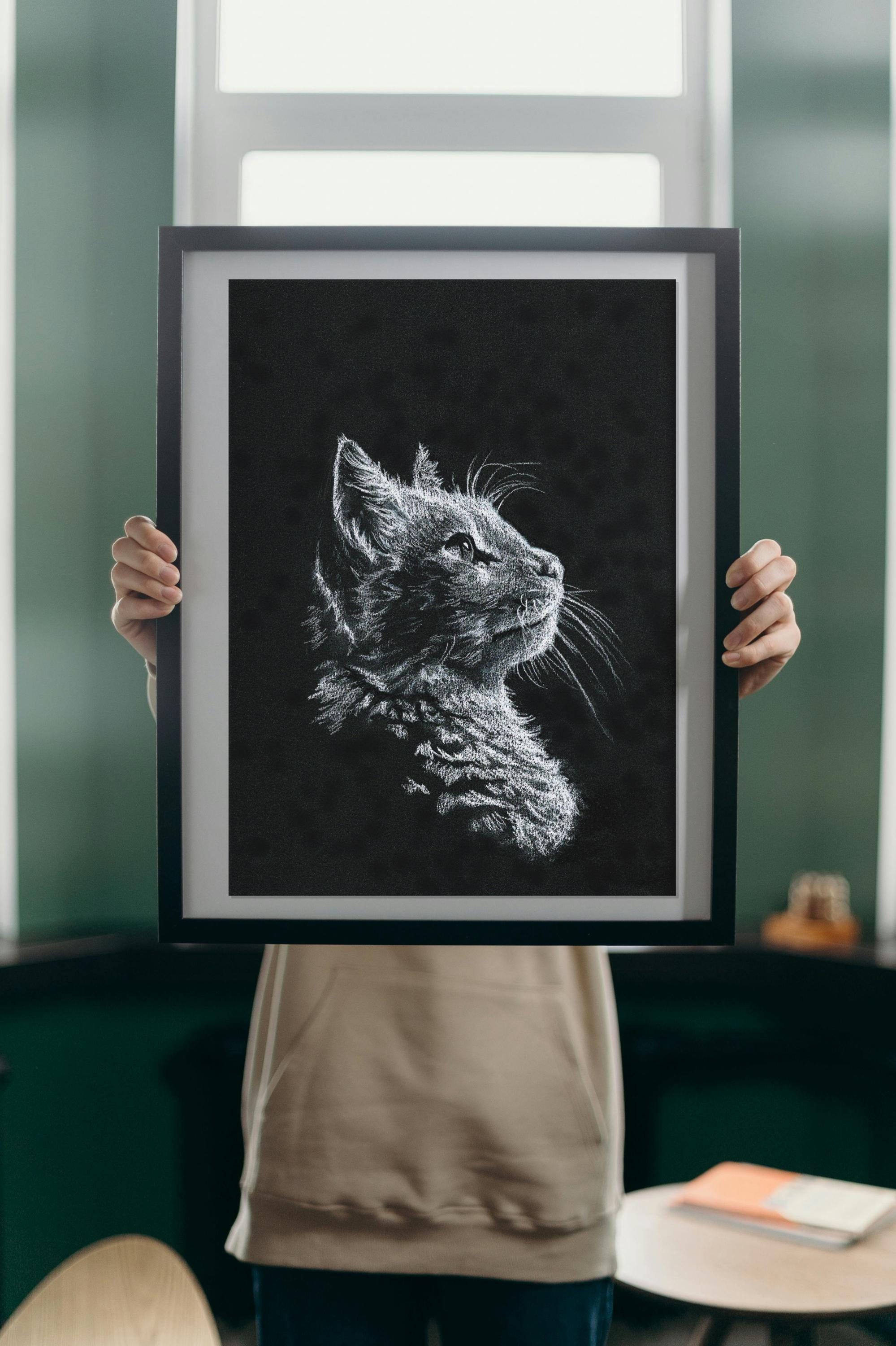 Black and White Cat Portrait Art Print: Archival Quality - Etsy