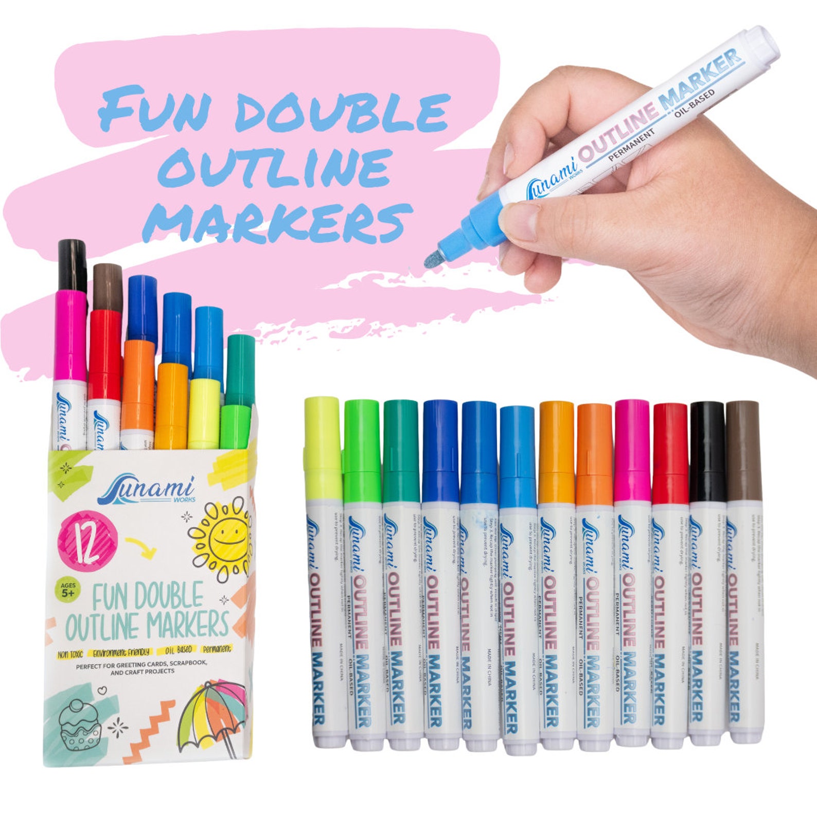 Fun Double Outline Markers Doodle Dazzle Markers Permanent Etsy