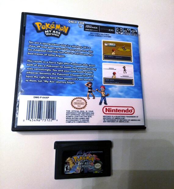 Pokemon My Ass Version Gameboy Advance Rom Hack Gba Custom Case And Game