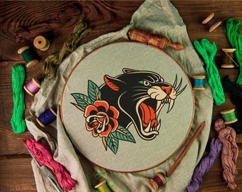 Panther Roar Stickerei