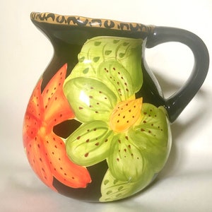 Gates Ware Tropical Plants Leopard Print Pitcher, boho, chic, maximalist, minimalist, eclectic, ceramicware, barware, drinkware