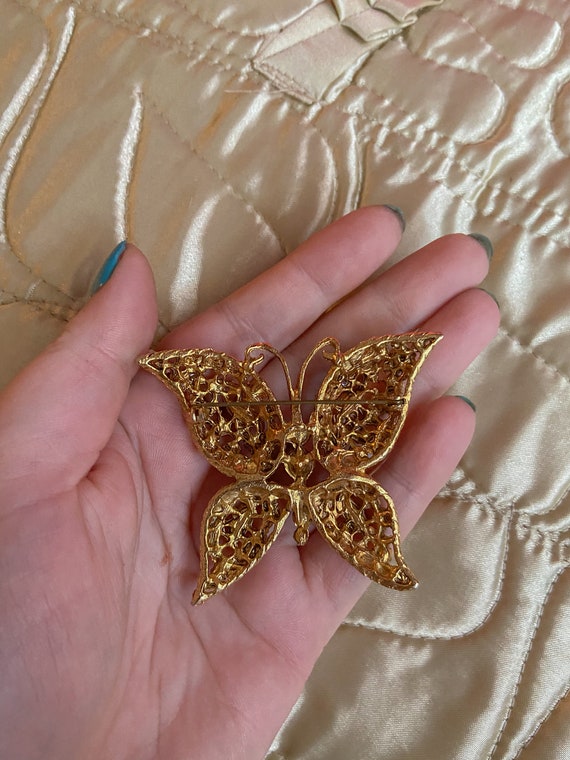 Large gemstone butterfly brooch, vintage brooch, … - image 2