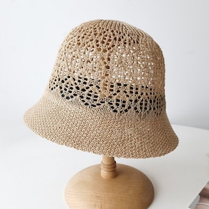 Women crochet hat, Hollow out sun hat, Floppy hat, Fishing hat, Straw beach hat, Bucket hat for women, Elegant lace Summer hat, Basin hat
