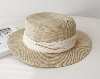 Sun hat, Straw hat, Flat top hat, Stiff brim, Summer hat, Beach hat, Bolero hat, Boater hat, Straw French hat, Wide brim hat, Gardening hat