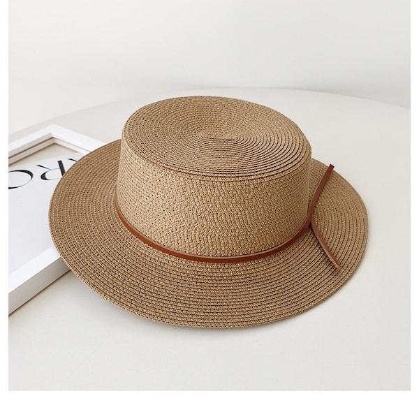 Sun hat, Straw hat, Flat top hat, Stiff brim, Summer hat, Beach hat, Bolero hat, Boater hat, Straw French hat, Wide brim hat, Jazz hat