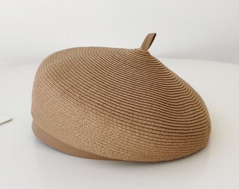 Straw hat, Summer beret hat, Beach hat, Straw French beret, Beret for women, Vintage French painter beret, Straw beret, Fashion beret