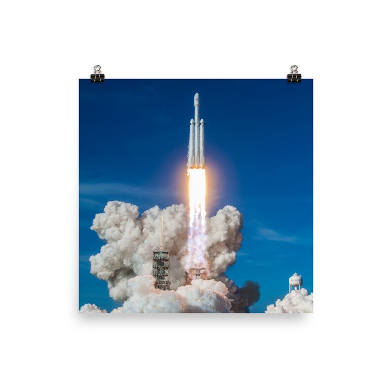 Space Art Print SpaceX Falcon Heavy Launch Poster
