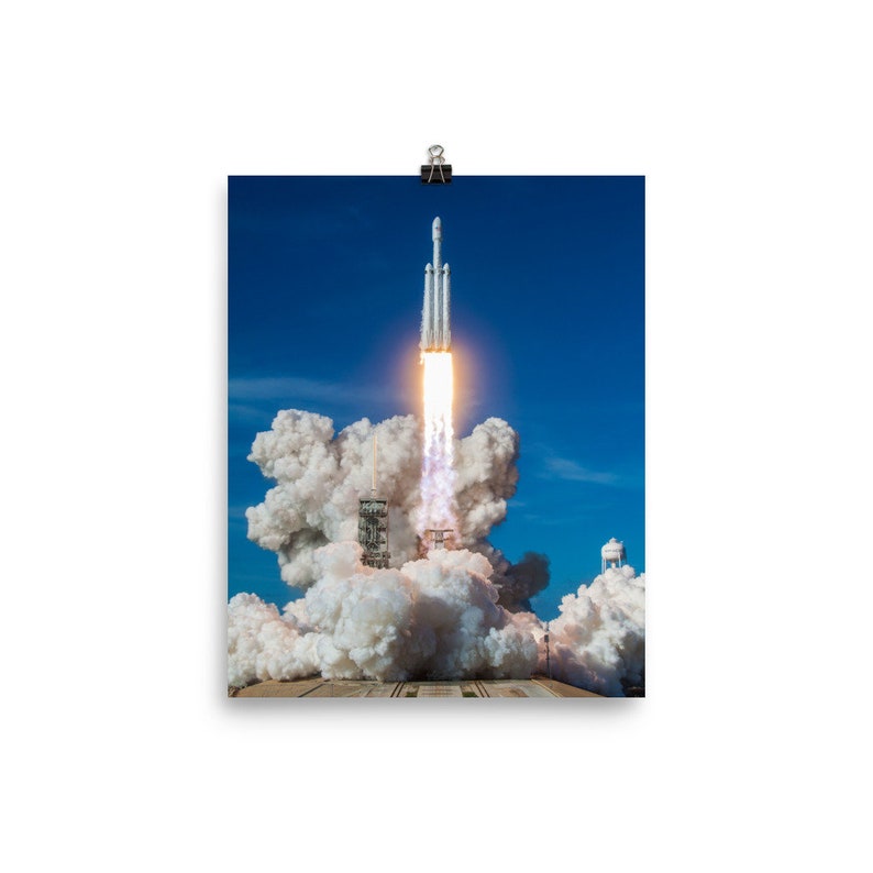 Space Art Print SpaceX Falcon Heavy Launch Poster
