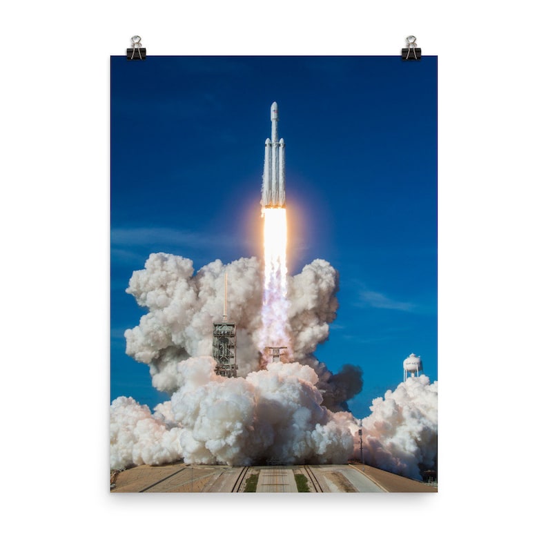 Space Art Print SpaceX Falcon Heavy Launch Poster